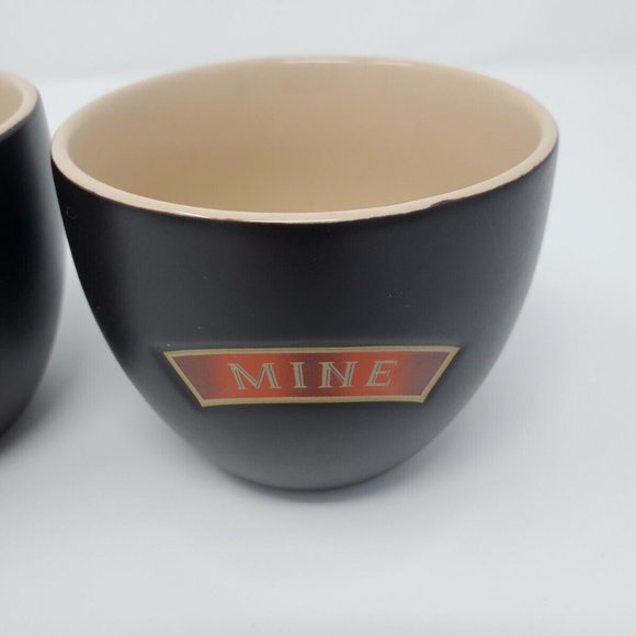 Pair Bailey's Irish Cream Promotional YOURS MINE Handless Dessert Bowl Mug Cups - Picture 4 of 7